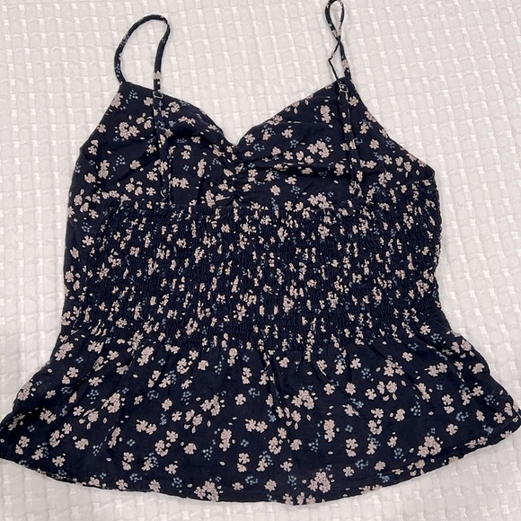 Flattering Cute Navy Blue with Floral Print and Spaghetti Adjustable Straps - Picture 3 of 8